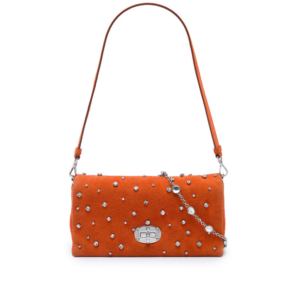 Miu Miu Handbags - Pre-Loved Miu Miu Crystal Embellished Suede Satchel